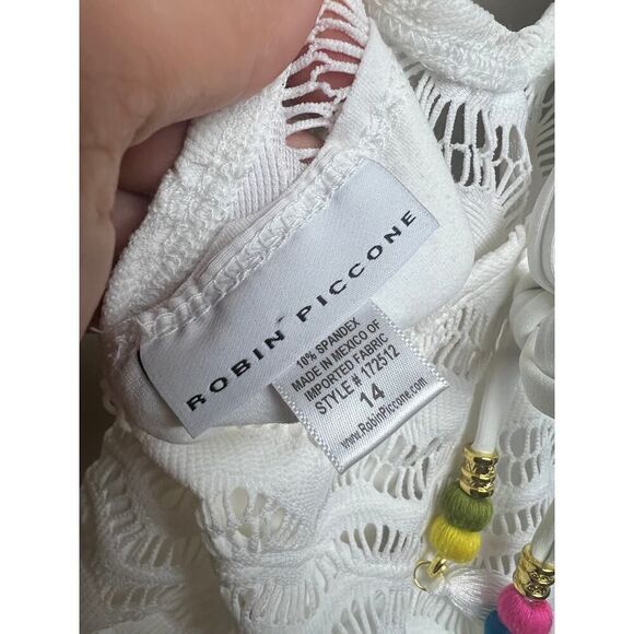 Robin Piccone Sophia White Lace One Piece Swimsuit NWT Sz. 14 - Picture 5 of 6